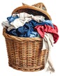 © yosaaa - Overflowing wicker laundry basket filled with colorful clothes