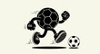 © Citra - Cartoon soccer ball character running with a soccer ball.