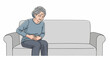 © wus - Elderly woman on couch holding stomach in pain