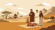 © coba - Muslim Family Praying with a Goat During Eid alAdha Celebration.