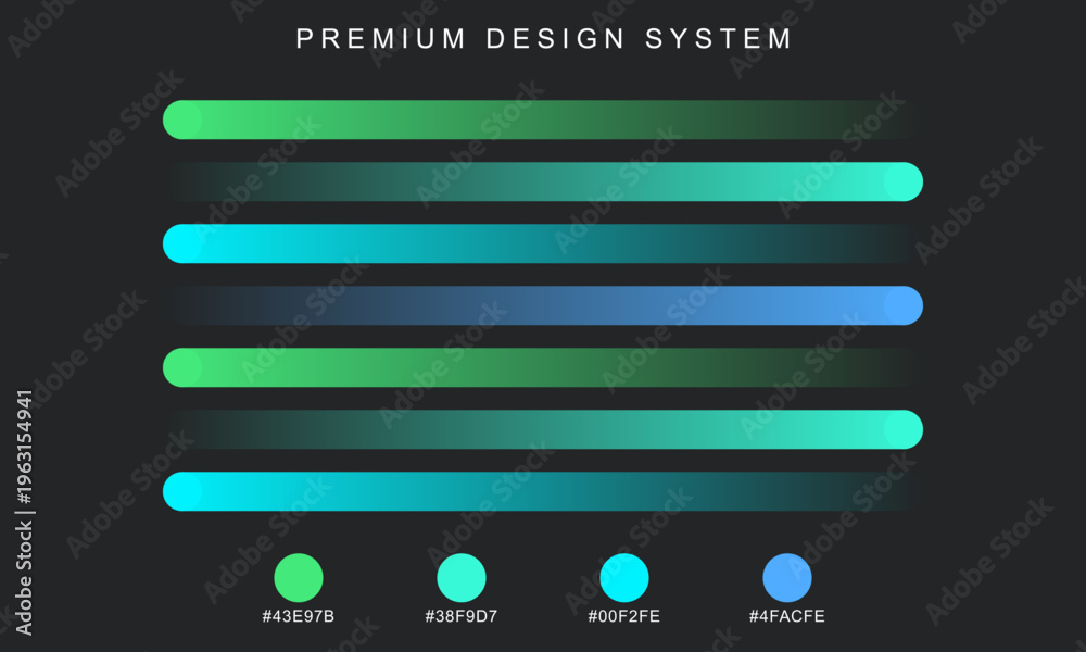 Premium design system with neon green and blue color palette, modern UI ...