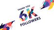 © Adrian - Colorful celebratory graphic for reaching 6000 followers on social media with geometric patterns inside the number six thousand.