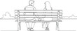 © kyme - Couple sitting on a bench together.