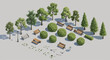 © newez - Isometric Park and Garden Element Set Vector