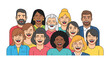 © Ani - Diverse group of people smiling together in unity and friendship on a white background.