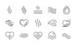 © Salam - Monochrome line set depicting steam waves water and hearts