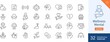 © Lovely - Set of 32 Wellness Mental web icons in line style. Health, mental, activity, brain. Vector illustration. Thin line customizable illustration. Vector isolated outline drawing. Editable stroke