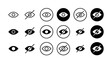 © StockSphere - View icon. Open and closed eye symbols for showing or hiding content vector illustration. Privacy and visibility control in user interface symbol. Access management sign. Information toggle pictogram.