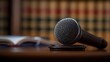© WRONESIDED - Vintage Microphone on Judge Desk with Legal Books