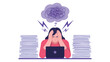 © VectAmaze - Work stress and burnout concept illustration with overwhelmed woman, mental pressure, anxiety, workload overload, office fatigue and deadline stress
