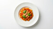 © Vertstyle - Italian Penne Pasta with Tomato Sauce and Parmesan on White Plate