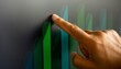 © alozar - Data Analysis Finger Touching Digital Screen with 3D Bar Graph and Left Copy Space