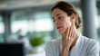 © Laura - Faceless professional dermatologist examines a woman's facial skin in a modern clinic with clean minimalist design and soft natural window lighting. Defocused background. Skin