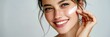 © keks20034 - Soft skin close-up of woman with moisturizing cream, minimal beauty concept