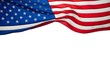© GFX Design Pro - American flag wave isolated on white background, USA patriotic clean design for independence day, minimal banner template with copy space