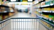 © The Little Hut - Shopping Cart View in Supermarket Aisle: Consumer Perspective on Retail Grocery Shopping