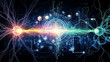 © Digital - Human brain connection neural network artificial intelligence digital science technology synapses communication pathways energy flow abstract