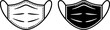 © Vector_Mint - Stylized face masks white outline black solid a white background protection medical