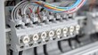 © touseef - Installation of electrical cable lines with protective cable glands on control panel wiring, close-up of grounded earth cable connection showing industrial safety system, power distribution setup and