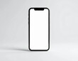 © 海 春 - 白い画面のスマートフォンモックアップ。現代的なテクノロジーとデジタルコミュニケーションを表現するミニマリストな携帯電話ディスプレイ。