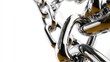 © ZURIANI - Close-up metallic silver chain links with a reflective surface, isolated on a clean white background, showcasing industrial strength and security