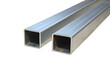 © Dwiana - Two square metal tubes with hollow interiors lie side-by-side, angled and isolated