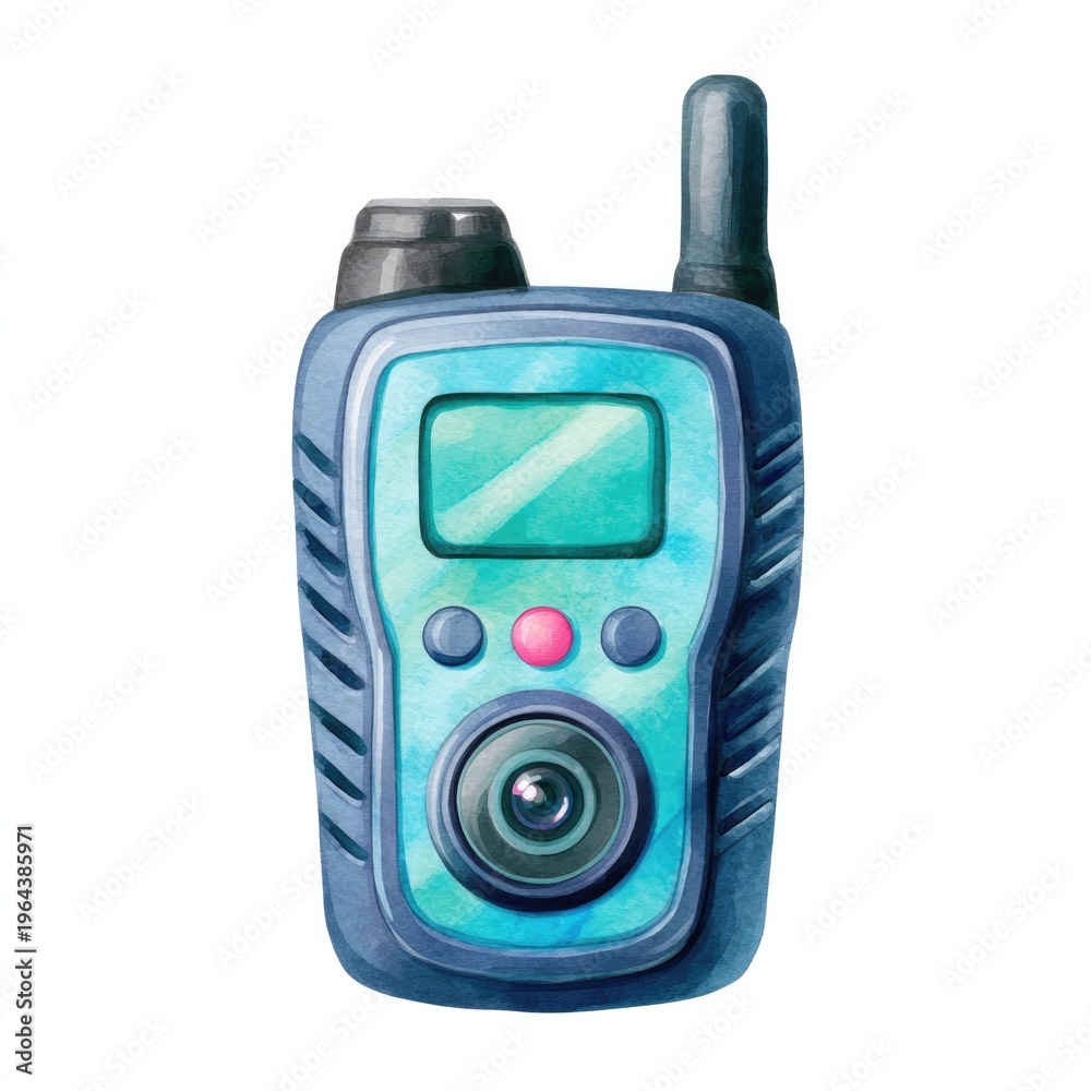 Watercolor cartoon clipart of body camera for design and creative ...