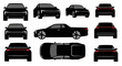 © NUR - Black Car Collection: Multiple Views - Front, Back, Side, Top