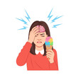 © NaufalBaidawi - Sick Girl Gets Brain Freeze from Eating Ice Cream