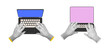 © Sensvector - Halftone hands holding laptops. Vector isolated set of dotted pattern montages. Digital product display, responsive web layouts or app interface promotion. UI UX or cross-platform applications