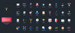 © Iconic Prototype - Gradient flat style icons set with decision approval, management, achievement, communication, workflow, and analytics concepts on dark UI background vector illustration.