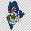 © Ivan Burchak - Map of Maine filled with its official state flag design, isolated on transparent background for geography and infographic purposes.