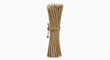 © ajji - A bundle of wooden skewers, tightly bound with twine, arranged upright against a white backdrop