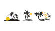 © SOHAN - Minimal Tropical Island Silhouette – Palm Trees and Sunset Landscape Illustration
