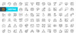 © Happy Art - Outline icons set - meeting, seminar, lecture, presentation, webinar and online business communication. Thin line icon collection.