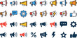 © Amanda - Marketing and Promotion Icon Set – Megaphone, Loudspeaker, Announcement, Social Media, Advertising Flat Design Vector Icons Collection