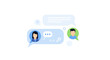 © Gany - Online Communication & Chat Concept with User Avatars, Messaging Bubbles, Customer Support, Settings, and Security Icons