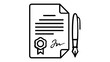 © MDPARVEJ - Professional Business Contract and Legal Agreement Vector Icon Illustration Featuring a Signed Document with a Wax Seal and a Fountain Pen, Perfect for Finance, Law, and Corporate Concepts.
