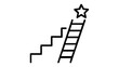 © MDPARVEJ - Vector icon illustration featuring a ladder and staircase leading to a star, representing business success, career advancement, goal achievement, progress, and ambition in a minimalist style.