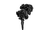 Black ink exploding in water creating smoke cloud