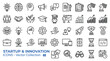 © mohibul - A comprehensive set of startup and innovation line icons illustrates concepts related to business development, success, education, and technology initiatives.