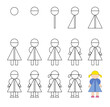 © Faziljan - How to draw step by step? Worksheet easy guide to drawing cartoon cute girl.