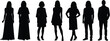 © Md - Group of diverse people silhouettes, standing figures, men and women outline, anonymous human shapes, fashion poses, isolated on white background