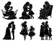 © Nataliia - Silhouettes of Mothers with Children in Various Tender Moments