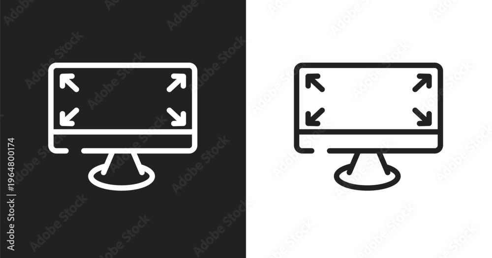 Expand corners icon. Linear black, white icon from responsive web ...
