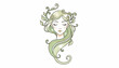 © Ucing - Elegant illustration of a woman with flowing green hair and natural leaf adornments, embodying