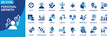 © Uniconlabs - personal growth icon set collection in solid glyph dual color style. pack contain awareness, mindset, focus, discipline, resilience, confidence, acceptance, motivation, purpose, clarity icon