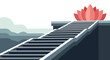 © Telo - Pink lotus flower on rooftop edge.