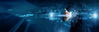 © CyberFrame - Network administration concept. Industry person point network administration server control system world technology internet management digital connection computer security maintenance support.