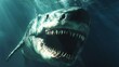 © Kelly - megalodon emerging underwater generative ai
